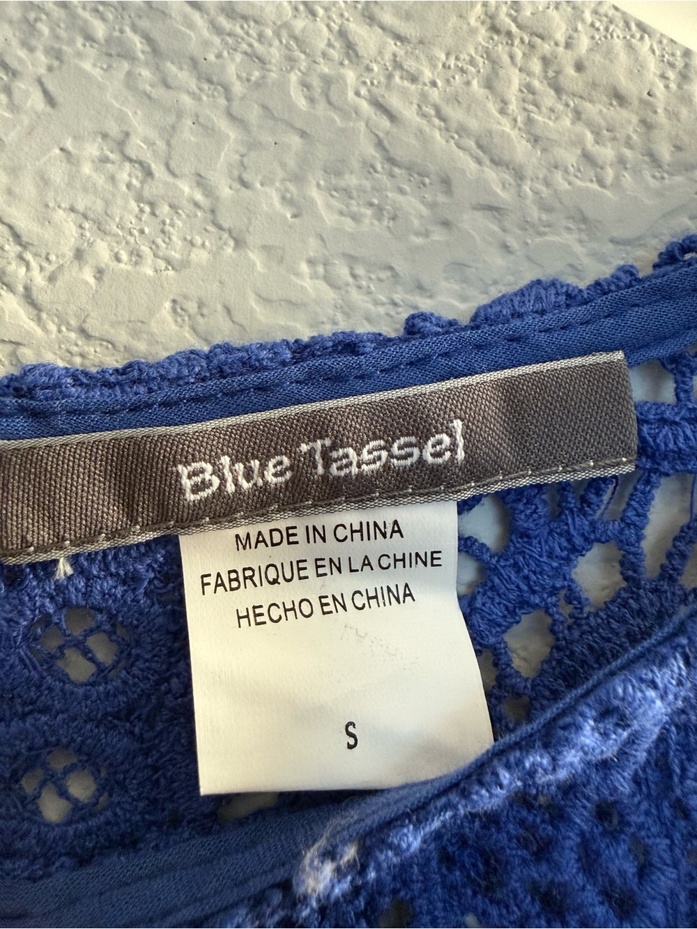 Anthropologie Blue Tassel Crochet Peplum Blouse in Royal Blue NWOT - Picture 4 of 6